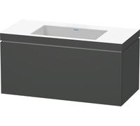 Duravit L-Cube Meuble lave-mains c-bonded avec base murale, 100x48 cm, 1 tiroir, sans trop-plein, sans trou de robinet, LC6918N4949, Couleur: Décor graphite mat