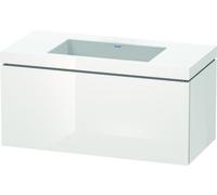 Duravit L-Cube Meuble lave-mains c-bonded avec base murale, 100x48 cm, 1 tiroir, sans trop-plein, sans trou de robinet, LC6918N2222, Couleur: Décor blanc brillant