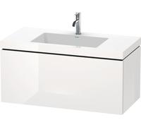 Duravit L-Cube Meuble lave-mains c-bonded avec base murale, 100x48 cm, 1 tiroir, sans trop-plein, sans trou de robinet, LC6918N4040, Couleur: Laque noire brillante