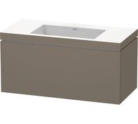 Duravit L-Cube Meuble lave-mains c-bonded avec base murale, 100x48 cm, 1 tiroir, sans trop-plein, sans trou de robinet, LC6918N9090, Couleur: Flanelle Vernis gris satiné mat soyeux
