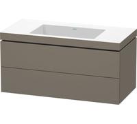 Duravit L-Cube Meuble lave-mains c-bonded avec base murale, 100x48 cm, 2 tiroirs, sans trop-plein, sans trou de robinet, LC6928N9090, Couleur: Flanelle Vernis gris satiné mat soyeux