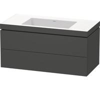 Duravit L-Cube Meuble lave-mains c-bonded avec base murale, 100x48 cm, 2 tiroirs, sans trop-plein, sans trou de robinet, LC6928N4949, Couleur: Décor graphite mat
