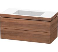 Duravit L-Cube Meuble lave-mains c-bonded avec base murale, 100x48 cm, 2 tiroirs, sans trop-plein, sans trou de robinet, LC6928N7979, Couleur: Décor noyer naturel