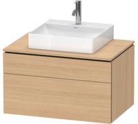 Duravit L-Cube Meuble sous-lavabo en console suspendu, avec plan de toilette en console, 2 tiroirs, 820x482x550mm, LC4880030300000, Couleur: Décor chêne naturel