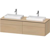 Duravit L-Cube Meuble sous-lavabo en console suspendu, avec plan de toilette en console, 4 tiroirs, pour deux vasques, 1620x482x550mm, LC4873B71710000, Couleur: Placage chêne méditerranéen en bois vér