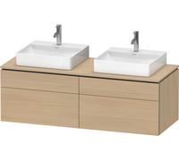 Duravit L-Cube Meuble sous-lavabo en console suspendu, avec plan de toilette en console, 4 tiroirs, pour deux vasques, 1420x482x550mm, LC4872B71710000, Couleur: Placage chêne méditerranéen en bois vér