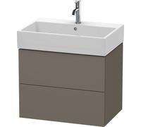 Duravit L-Cube Meuble sous-lavabo suspendu, 2 tiroirs, 68,4 x 45,9 cm, pour Vero Air 235070, LC627609090, Couleur: Flanelle Vernis gris satiné mat soyeux