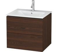 Duravit L-Cube Meuble sous-lavabo suspendu, 2 tiroirs, largeur : 620mm, pour ME by Starck 233663, LC624006969, Couleur: Noyer brossé Placage bois véritable