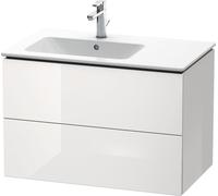 Duravit L-Cube Meuble sous-lavabo suspendu 82,0 x 48,1 cm, 2 tiroirs, pour ME by Starck 234583 Cuve à gauche, LC629102222, Couleur: Décor blanc brillant