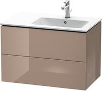 Duravit L-Cube Meuble sous-lavabo suspendu 82,0 x 48,1 cm, 2 tiroirs, pour ME par Starck 234683 Cuvette à droite, LC629208686, Couleur: Laque Cappuccino haute brillance