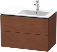 Duravit L-Cube Meuble sous-lavabo suspendu 82,0 x 48,1 cm, 2 tiroirs, pour ME par Starck 234683 Cuvette à droite, LC629201313, Couleur: Placage noyer américain en bois véritable