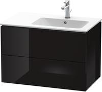 Duravit L-Cube Meuble sous-lavabo suspendu 82,0 x 48,1 cm, 2 tiroirs, pour ME par Starck 234683 Cuvette à droite, LC629204040, Couleur: Laque noire brillante