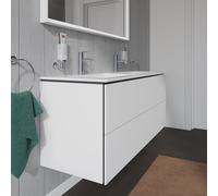 Duravit L-Cube Meuble sous-lavabo suspendu, 2 tiroirs, largeur : 1290mm, pour ME by Starck 233613, LC625801818, Couleur: Décor blanc mat