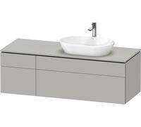 Duravit L-Cube Meuble sous-vasque avec consoles suspendues, avec plan de toilette, 2 tiroirs, vasque à droite, 1420x482x550mm, LC4875007070000, Couleur: DÃ©cor gris bÃ©ton mat