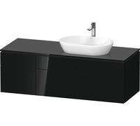 Duravit L-Cube Meuble sous-vasque avec consoles suspendues, avec plan de toilette, 2 tiroirs, vasque à droite, 1420x482x550mm, LC4875040400000, Couleur: Laque noire brillante