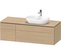 Duravit L-Cube Meuble sous-vasque avec consoles suspendues, avec plan de toilette, 2 tiroirs, vasque à droite, 1420x482x550mm, LC4875071710000, Couleur: Placage chêne méditerranéen en bois véritable