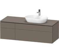 Duravit L-Cube Meuble sous-vasque avec consoles suspendues, avec plan de toilette, 2 tiroirs, vasque à droite, 1420x482x550mm, LC4875090900000, Couleur: Flanelle Vernis gris satiné mat soyeux