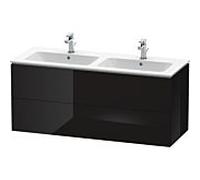 Duravit L-Cube Meuble sous-lavabo suspendu, 2 tiroirs, largeur : 1290mm, pour ME by Starck 233613, LC625804040, Couleur: Laque noire brillante