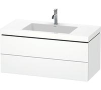 Duravit L-Cube Meuble vasque c-bonded avec base murale, 100x48 cm, 2 tiroirs, sans trop-plein, 1 trou pour robinet, LC6928O1818, Couleur: Décor blanc mat
