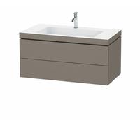 Duravit L-Cube Meuble vasque c-bonded avec base murale, 100x48 cm, 2 tiroirs, sans trop-plein, 1 trou pour robinet, LC6928O9090, Couleur: Flanelle Vernis gris satiné mat soyeux