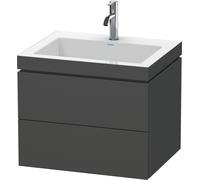 Duravit L-Cube Meuble vasque c-bonded avec socle mural, 60x48 cm, 2 tiroirs, sans trop-plein, sans trou de robinet, LC6926N1313, Couleur: Placage noyer américain en bois véritable