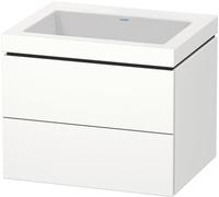 Duravit L-Cube Meuble vasque c-bonded avec socle mural, 60x48 cm, 2 tiroirs, sans trop-plein, sans trou de robinet, LC6926N4747, Couleur: Laque brillante Bleu Pierre