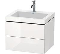 Duravit L-Cube Meuble vasque c-bonded avec socle mural, 60x48 cm, 2 tiroirs, sans trop-plein, sans trou de robinet, LC6926N7171, Couleur: Placage chêne méditerranéen en bois véritable