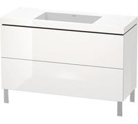 Duravit L-Cube Meuble vasque c-bonded avec socle sur pied, 120x48 cm, 2 tiroirs, sans trop-plein, sans trou de robinet, LC6939N2222, Couleur: Décor blanc brillant