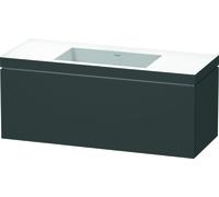 Duravit L-Cube meuble vasque c-bonded avec socle, suspendue au mur, 120x48 cm, 1 tiroir, sans trop-plein, sans trou de robinet, LC6919N4949, Couleur: Décor graphite mat
