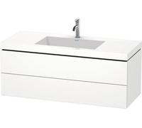 Duravit L-Cube meuble vasque c-bonded avec socle, suspendue au mur, 120x48 cm, 2 tiroirs, sans trop-plein, 1 trou pour robinet, LC6929O1818, Couleur: Décor blanc mat