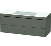 Duravit L-Cube meuble vasque c-bonded avec socle, suspendue au mur, 120x48 cm, 2 tiroirs, sans trop-plein, sans trou de robinet, LC6929N9090, Couleur: Flanelle Vernis gris satiné mat soyeux