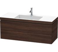 Duravit L-Cube meuble vasque c-bonded avec socle, suspendue au mur, 120x48 cm, 2 tiroirs, sans trop-plein, 1 trou pour robinet, LC6929O5353, Couleur: Décor marron foncé