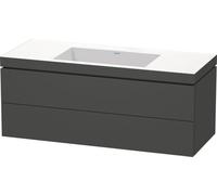 Duravit L-Cube meuble vasque c-bonded avec socle, suspendue au mur, 120x48 cm, 2 tiroirs, sans trop-plein, sans trou de robinet, LC6929N4949, Couleur: Décor graphite mat