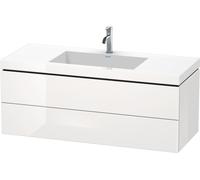 Duravit L-Cube meuble vasque c-bonded avec socle, suspendue au mur, 120x48 cm, 2 tiroirs, sans trop-plein, sans trou de robinet, LC6929N2222, Couleur: Décor blanc brillant