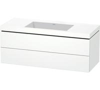 Duravit L-Cube meuble vasque c-bonded avec socle, suspendue au mur, 120x48 cm, 2 tiroirs, sans trop-plein, sans trou de robinet, LC6929N1111, Couleur: chêne cachemire placage bois véritable