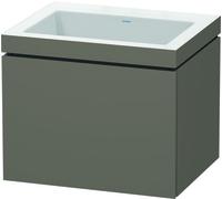 Duravit L-Cube meuble vasque c-bonded avec socle, suspendue au mur, 60x48 cm, 1 tiroir, sans trop-plein, sans trou de robinet, LC6916N9090, Couleur: Flanelle Vernis gris satiné mat soyeux