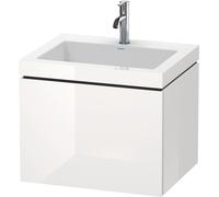 Duravit L-Cube meuble vasque c-bonded avec socle, suspendue au mur, 60x48 cm, 1 tiroir, sans trop-plein, sans trou de robinet, LC6916N6969, Couleur: Noyer brossé Placage bois véritable