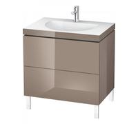 Duravit L-Cube meuble vasque c-bonded avec socle, suspendue au mur, 60x48 cm, 1 tiroir, sans trop-plein, sans trou de robinet, LC6916N8686, Couleur: Laque Cappuccino haute brillance