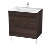Duravit L-Cube meuble vasque c-bonded avec socle, suspendue au mur, 60x48 cm, 1 tiroir, sans trop-plein, sans trou de robinet, LC6916N5353, Couleur: Décor marron foncé