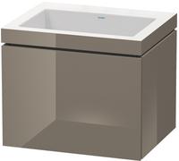 Duravit L-Cube meuble vasque c-bonded avec socle, suspendue au mur, 60x48 cm, 1 tiroir, sans trop-plein, sans trou de robinet, LC6916N8989, Couleur: Laque haute brillance Gris Flanelle