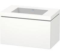 Duravit L-Cube meuble vasque c-bonded avec socle, suspendue au mur, 80x48 cm, 1 tiroir, sans trop-plein, sans trou de robinet, LC6917N1818, Couleur: Décor blanc mat