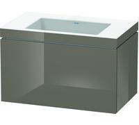 Duravit L-Cube meuble vasque c-bonded avec socle, suspendue au mur, 80x48 cm, 1 tiroir, sans trop-plein, sans trou de robinet, LC6917N8989, Couleur: Laque haute brillance Gris Flanelle