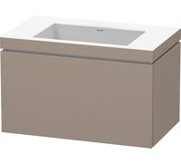 Duravit L-Cube meuble vasque c-bonded avec socle, suspendue au mur, 80x48 cm, 1 tiroir, sans trop-plein, sans trou de robinet, LC6917N4343, Couleur: Décor basalte mat