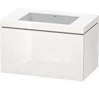 Duravit L-Cube meuble vasque c-bonded avec socle, suspendue au mur, 80x48 cm, 1 tiroir, sans trop-plein, sans trou de robinet, LC6917N8585, Couleur: Laque brillante blanche