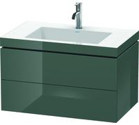 Duravit L-Cube meuble vasque c-bonded avec socle, suspendue au mur, 80x48 cm, 2 tiroirs, sans trop-plein, 1 trou pour robinet, LC6927O3838, Couleur: Laque Dolomiti Grey brillante