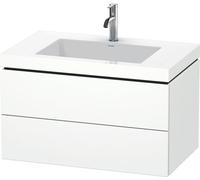 Duravit L-Cube meuble vasque c-bonded avec socle, suspendue au mur, 80x48 cm, 2 tiroirs, sans trop-plein, 1 trou pour robinet, LC6927O4747, Couleur: Laque brillante Bleu Pierre