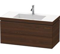 Duravit L-Cube Meuble vasque c-collée avec base murale, 100x48 cm, 2 tiroirs, sans trop-plein, 1 trou pour robinet, LC6928O6969, Couleur: Noyer brossé Placage bois véritable