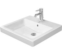 Duravit lavabo encastré Vero 50cm blanc avec trop-plein, avec banc à trou pour robinet, 1 trou pour robinet, 03155000001, Couleur: Blanc avec Wondergliss