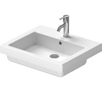 Duravit lavabo encastré Vero 55cm blanc avec trop-plein, avec banc de robinetterie, 1 trou pour robinetterie, 0315550000, Couleur: blanc