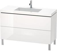 Duravit lavabo pour meuble en L-Cube, c-bonded avec socle sur pied, 120x48 cm, 2 tiroirs, sans trop-plein, 3 trous pour robinet, LC6939T4747, Couleur: Laque brillante Bleu Pierre